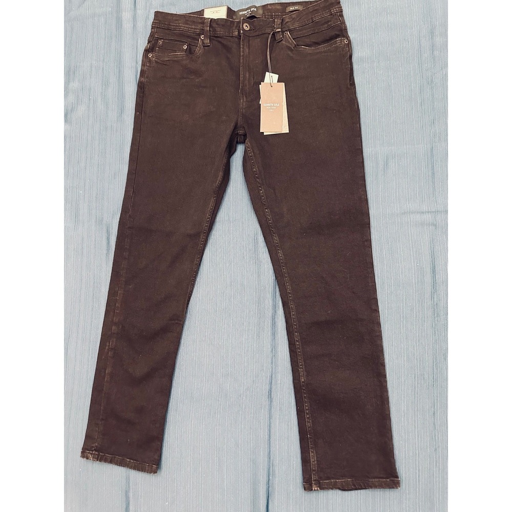Kenneth Cole N.Y Mens Cole Slim Fit Jeans Nightfall Black 36x32 (36x31 Measured)